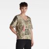 Tričko - Joosa v-neck camo ao tee béžové