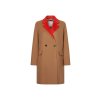 Kabát - WOOL BLEND DF DB BELTED COAT béžový