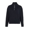 Sveter - ZIP-UP HIGH-NK SWEATER modrý