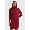 Šaty - SOFTWOOL CABLE ROLL-NK DRESS červené