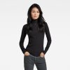 Top - Rib mock slim l\s wmn čierny