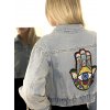 Světle modrá denim bunda HAND na zip s cvočkami
