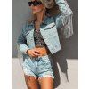 Světle modrá denim bunda MOONLIGHT s třásněmi