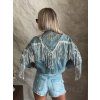 Světle modrá denim bunda MOONLIGHT s třásněmi