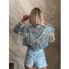 Světle modrá denim bunda MOONLIGHT s třásněmi