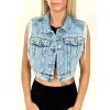 Světle modrá denim vesta EYE s třásněmi