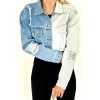 Ombré crop denim bunda LOST s nášivkami
