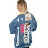 Oversize potrhaná denim bunda LIMITED s nášivkami