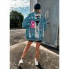 Oversize potrhaná denim bunda LIMITED s nášivkami