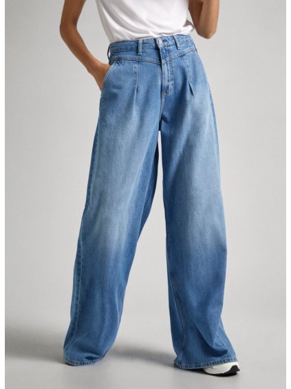 damske siroke dziny pepe jeans wide leg jeans uhw pleat 2 35838