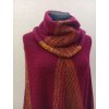 Pletené vlněné pončo vínové
