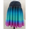 Sukně kolová duhovaná s originálním tiskem modré odstíny