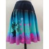 Sukně kolová duhovaná s originálním tiskem modré odstíny