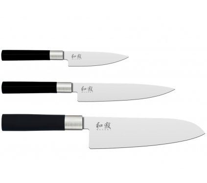 Kai Wasabi Black set with 3 knives and sharpener - DEKSELS!