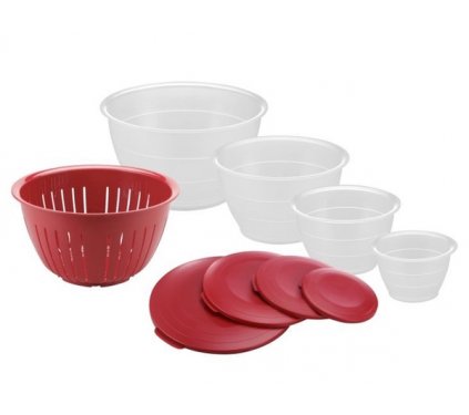 Set 4 mís s víkem a cedníku Olympia červená, Westmark