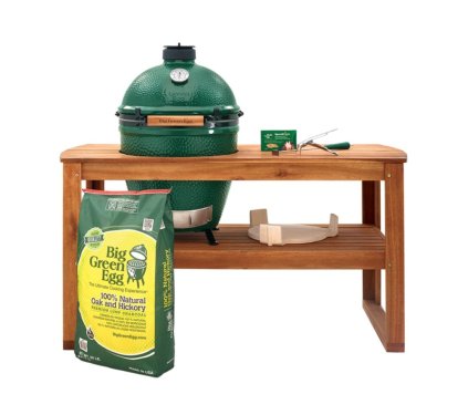 Keramický gril Big Green Egg Large v akaciovém stolu