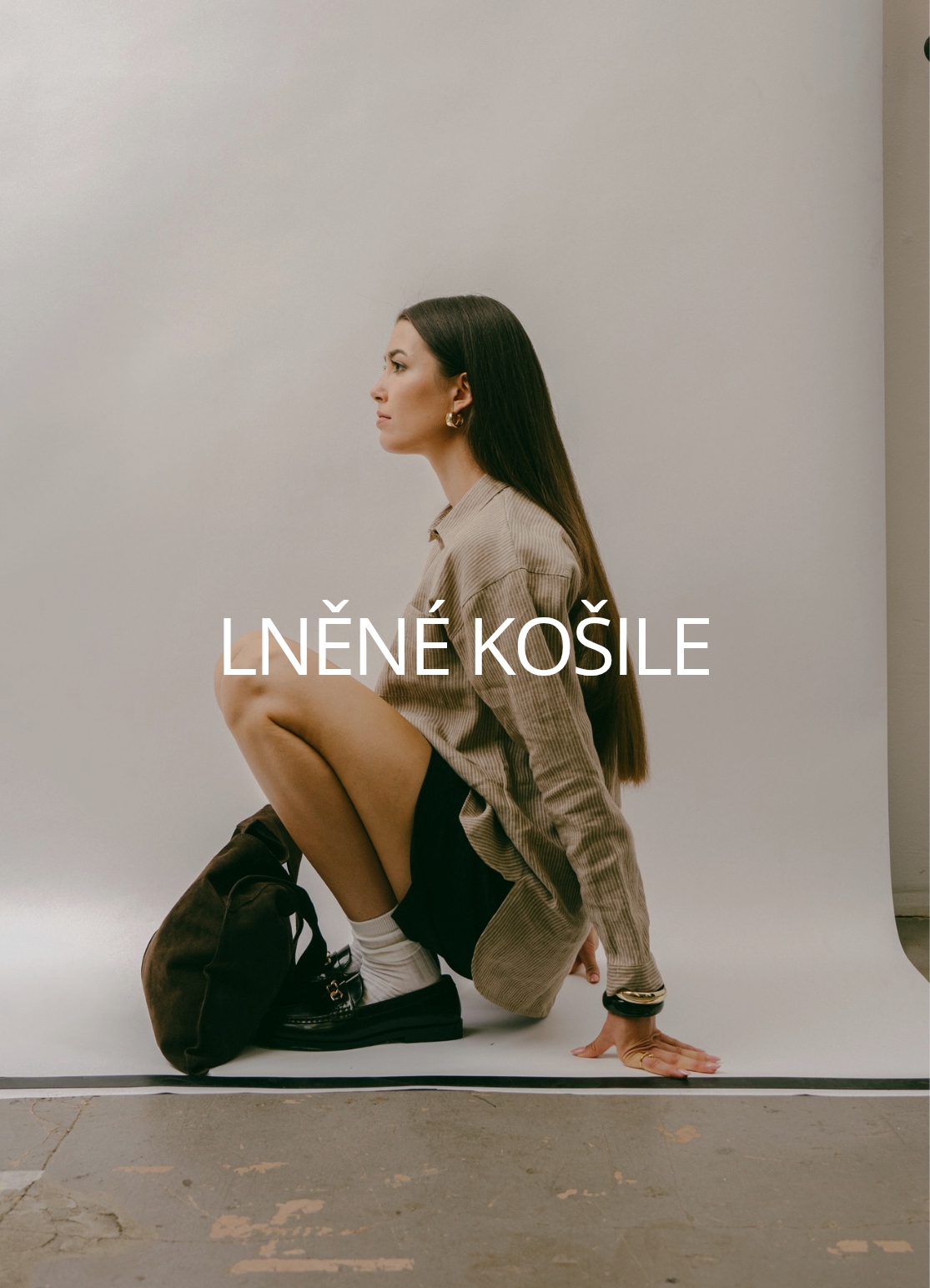 Dámská lněná košile EMILY - hnědo béžový proužek