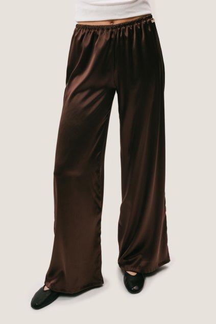Hedvábné kalhoty MIA - čokoládová