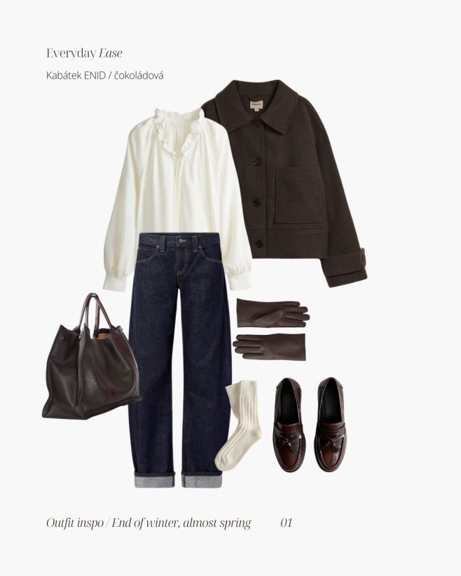 End of winter, almost spring🤍 Čas, kdy těžké zimní vrstvy střídají lehčí siluety. #outfitinspo pro období mezi sezónami /...