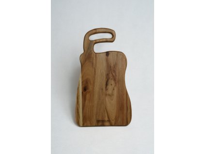 Gáfrová drevená krájacia doska s dizajnovou rukoväťou 32,6 × 19 cm