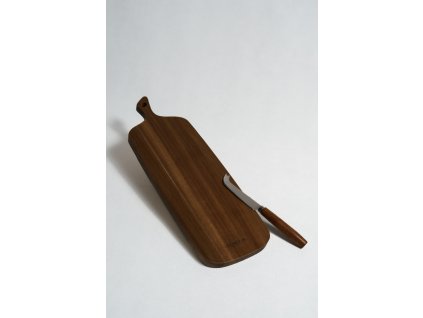 Kaučukovníková drevená doska s rukoväťou a nožom na syr 32 × 12,3 cm