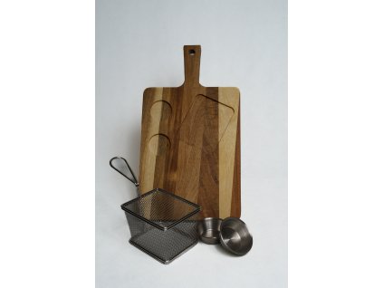 doska 35; Drevená servírovacia doska so setom na pochutiny 40 × 22 cm