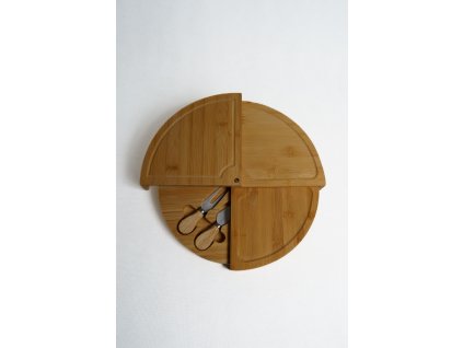 doska 70; Skladací bambusový servírovací set so syrovými nožmi 33 × 33 × 5 cm