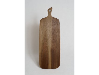Akáciová drevená krájacia a servírovacia doska s dizajnovou rukoväťou 41,2 × 14,3 cm
