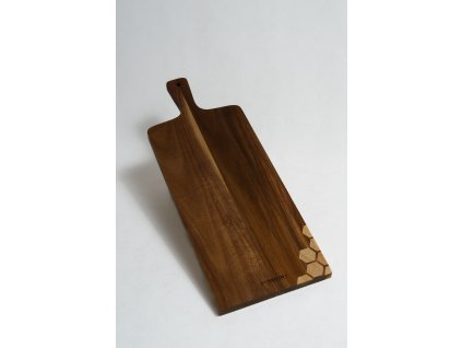 doska 6...; Akáciová drevená krájacia a servírovacia doska s rukoväťou 50,3 × 18 cm