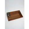 Sapelová drevená krájacia a servírovacia doska s miskami 42 × 26 cm