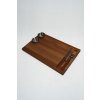 doska 28; Sapelová drevená krájacia a servírovacia doska s miskami 42 × 26 cm