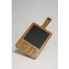 Kaučukovníková drevená servírovacia doska s bridlicou a miskami 37 × 19 cm