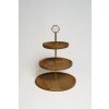 Kaučukovníkový trojposchodový drevený servírovací stojan 15 / 20 / 25 cm