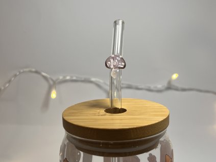 Skleněné brčko - růžová houbička