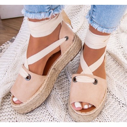 sandalki espadryle zamszowe bezowe lailatzju