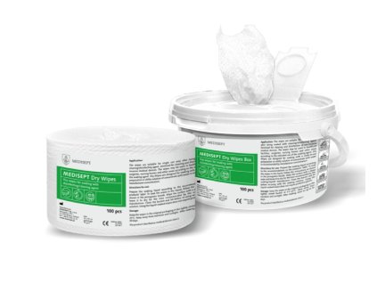MEDISEPT Dry Wipes Box - Jednorázové suché utěrky pro impregnaci vybraným roztokem, 100ks vč. boxu, 16 x 30 cm