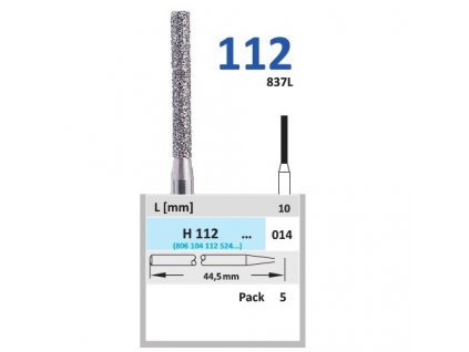 HORICO diamantový brousek - cylindr, H112 (Zrnitost normal, Pracovní část Průměr 1,4mm (014))