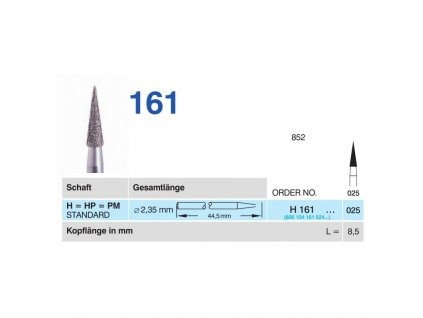 60837 horico diamantovy brousek konus h161 2 5mm normal doprodej poslednich kusu