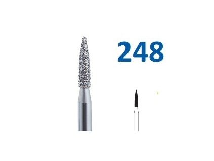 HORICO diamantový brousek - plamínek, H248 (Zrnitost F - extra jemná, Pracovní část Průměr 1,2mm (012))