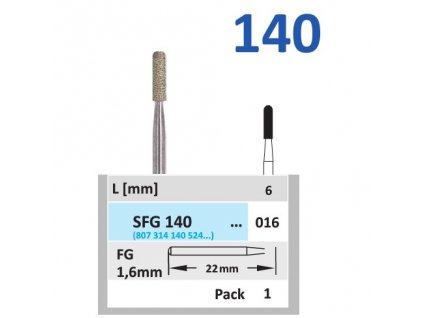 63036 sintrovany diamant cylindr zakulaceny sfg140 prumer 1 6mm normal