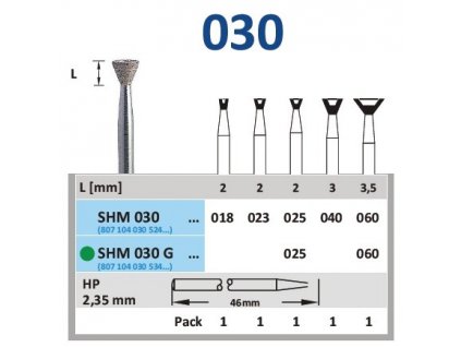 63123 sintrovany diamant obraceny konus shm030 prumer 1 8mm normal