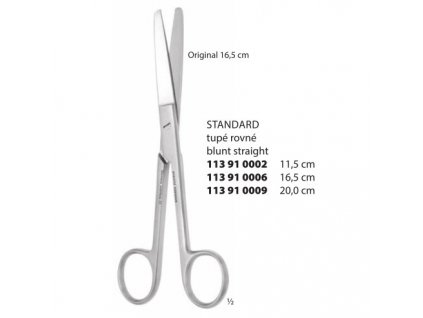 Standard nůžky chirurgické rovné; 11,5 cm