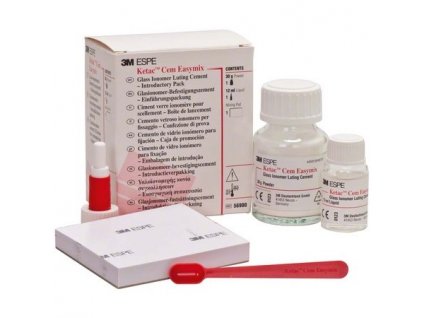 Ketac Cem Easymix
Klinické balení (3x prášek à 30 g, 3x tekutina à 12 ml, 1x dávkovací odměrka, 1 balení míchacích podložek)
