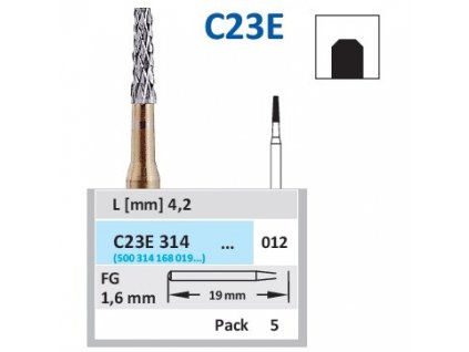 HORICO tvrdokovový vrtáček - kónus, C23E314 (FG), ø 1,2mm