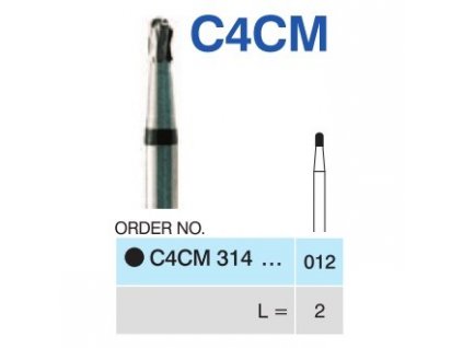 HORICO tvrdokovový vrtáček - cylindr zakulacený, C4CM314 (FG), ø 1,2mm