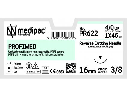 Profimed (PTFE) - USP 4/0, EP 1.5, jehla řezná 3/8, (12 ks)