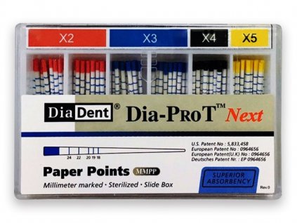 Papírové čepy Diadent Protaper NEXT Dia-ProT (Varianta Dia-PROT NEXT X5 pap. čepy 100ks)