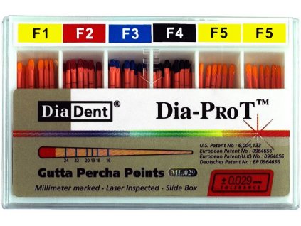 Dia-ProT - gutaperčové čepy pro Protaper Gold (Varianta Dia-ProT - F4 Gut. Čepy Diadent 60ks)