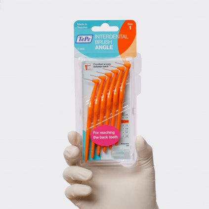 TePe mezizubní kartáčky Angle oranžové 0,45 mm 6 ks - Mezizubní kartáčky / Mezizubní kartáčky TePe  - DENTO.cz - Více pro vaši dentální hygienu