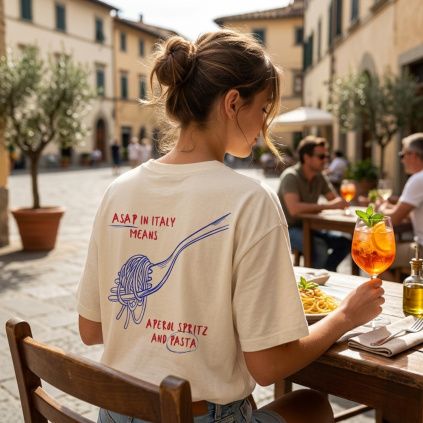 aperol spritz and pasta tricko denua